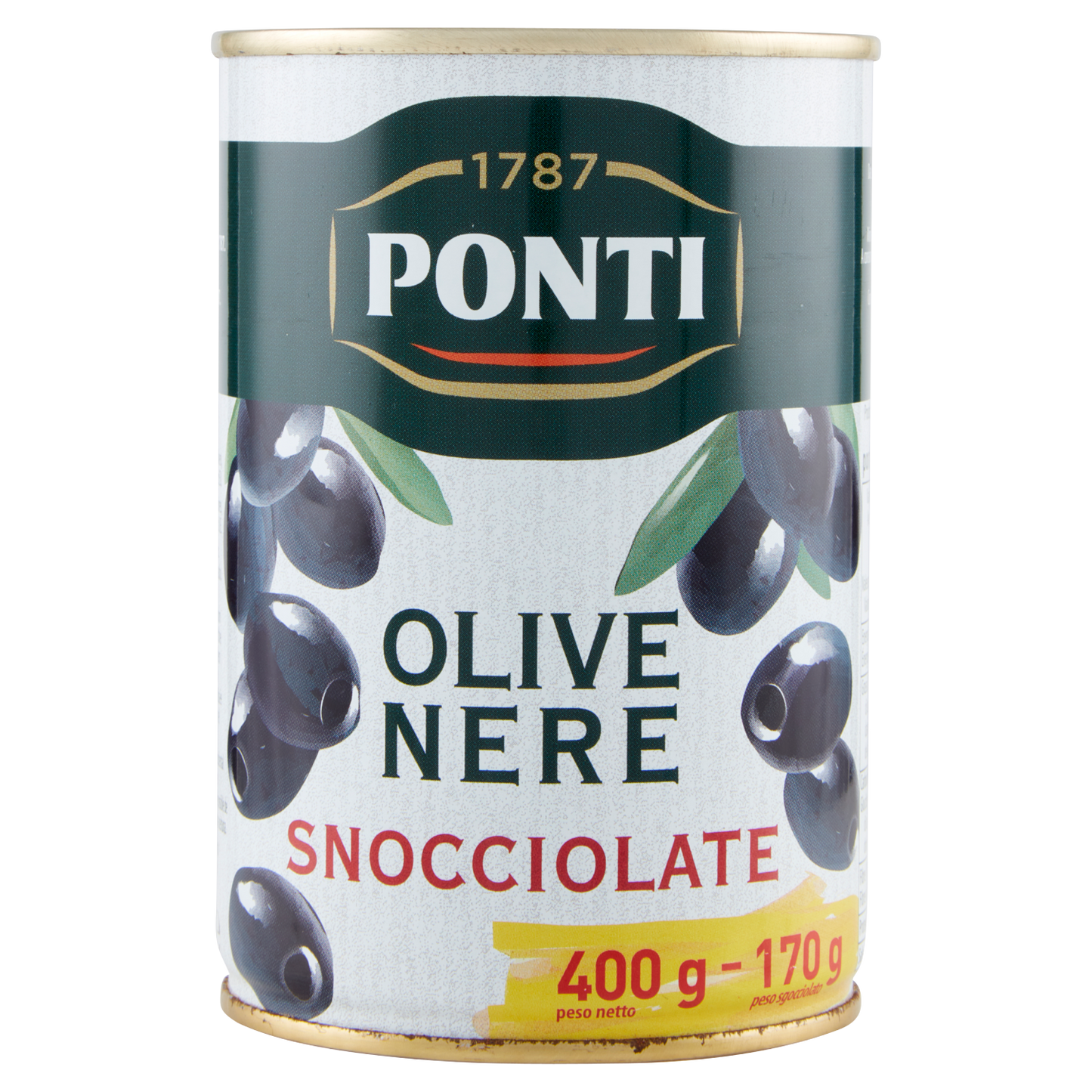 Ponti Zwarte Olijven Snoccati 400g