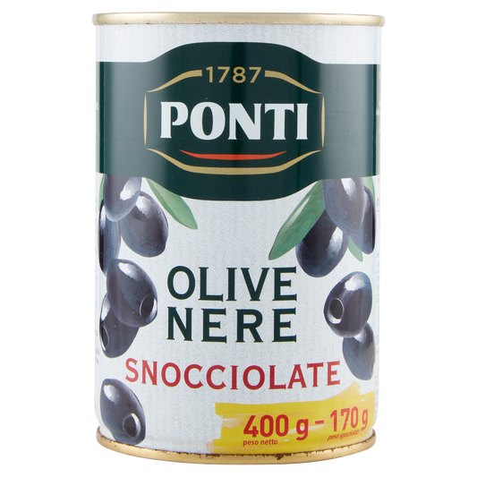 Ponti Zwarte Olijven Snoccati 400g